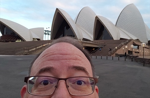 Dentist outside the Sidney Opera House