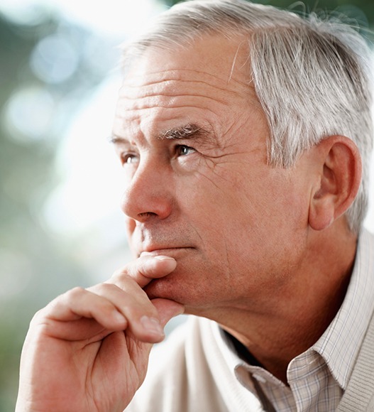 Man considering same day dentures