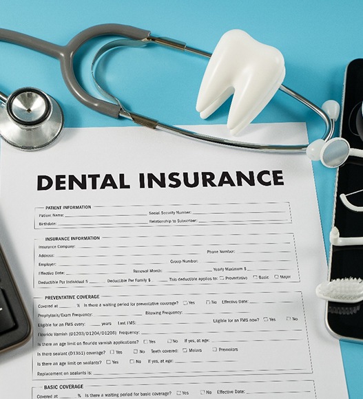 A dental insurance claim form